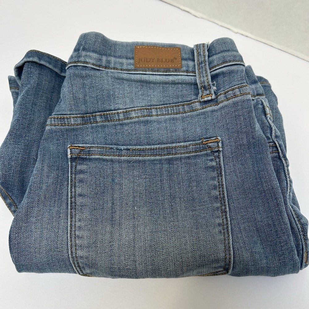 Judy Blue Hi-Rise Pull On Denim Jean Shorts Sz Large Style #150164 Elastic Waist